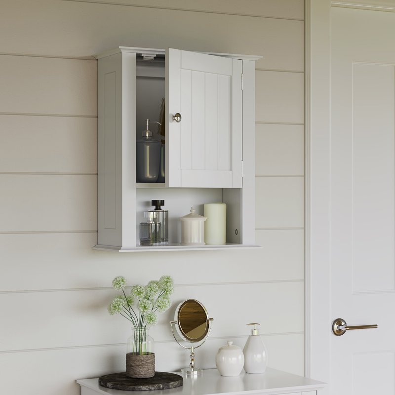 RiverRidge Ashland White Bathroom Medicine Cabinet & Laundry Wall Shelf - Over Toilet Storage
