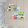 Kids Wall-Mounted Bookshelf Set - 2 Spacious Shelves - White