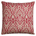 Polyester Damask Decorative Pillow - Red, Contemporary, 22x22 Inches