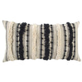 Textured Cotton Throw Pillow - Natural Black 14x26 Inches