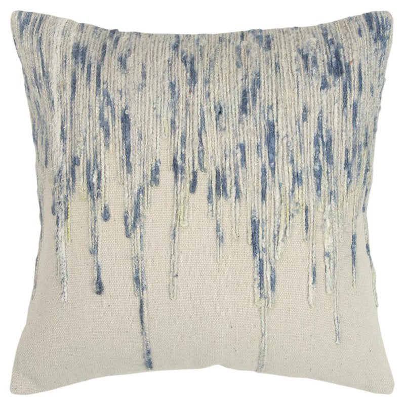 Poly Filled 20x20 Inch Throw Pillow - Neutral Ivory & Blue Abstract Design Variation of THIS listing