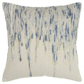 20x20 Pillow Cover - Handcrafted Reclaimed Sari Fabric, Neutral Ivory & Blue, Hidden Zipper, Abstract Stripe