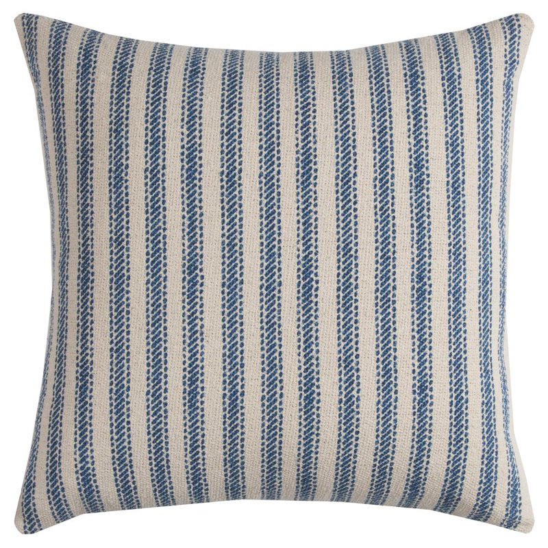 20x20 Inch Cotton Pillow with Ticking Stripe Cover - Natural Variation