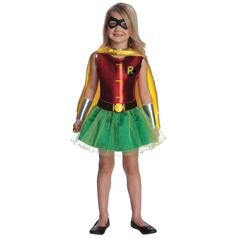 Kids Robin Tutu Costume for Girls - DC Super Heroes, Medium, Red & Green