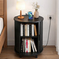Round End Table with Charging Station & Sliding Door - Multiple Colors