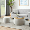 Round Storage Ottoman Set of 2 - Light Grey Footstools & End Table