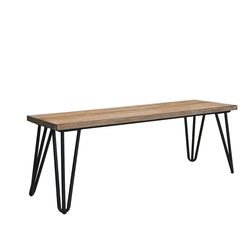 Industrial Wood Dining Bench with Rustic Dark Pine Finish