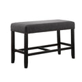 Gray Fabric Counter Height Dining Bench with Nailhead Trim
