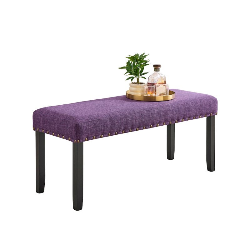 Comfortable Fabric Dining Bench with Nailhead Trim - Multiple Colors