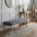 Upholstered Bench with Nailhead Trim - Soft Gray Velvet