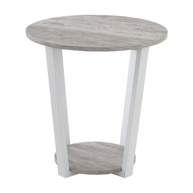 Contemporary Round End Table with Shelf - Multiple Colors