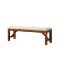 Solid Wood Dining Bench with Upholstered Tan Seat - 60"