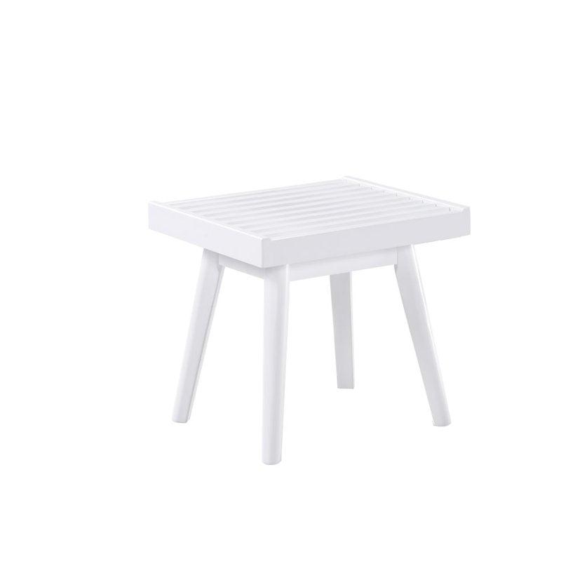 Farmhouse Slatted Bench - Solid Wood Entryway Seating, White