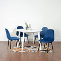 Lassan Contemporary 5-Pc Dining Set - White Table & 4 Blue Chairs