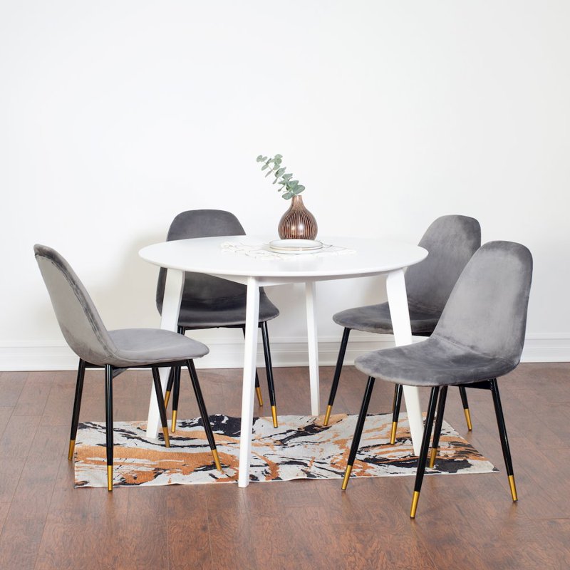 Lassan Contemporary 5-Piece Dining Set - White/Gray