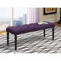 Tufted Fabric Dining Bench with Turned Legs - Purple