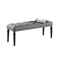 Tufted Fabric Dining Bench with Turned Legs - Gray