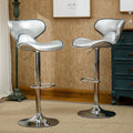 Adjustable Swivel Bar Stool Set of 2 - Cushioned Leatherette - Blue