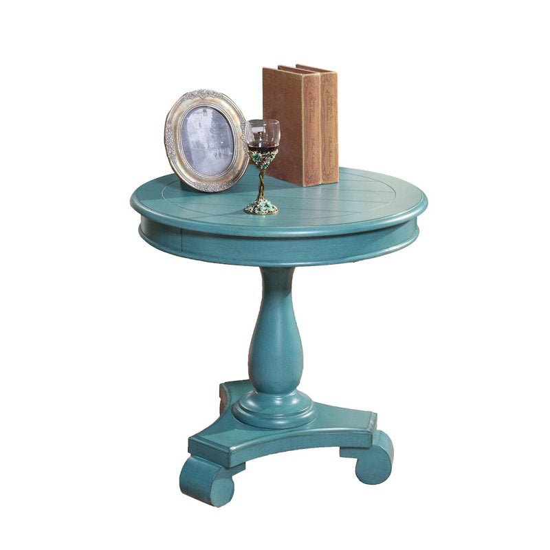 Rene Round Wood Pedestal Side Table - Multiple Colors