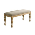 Upholstered Dining Bench - Solid Wood in Light Oak Finish