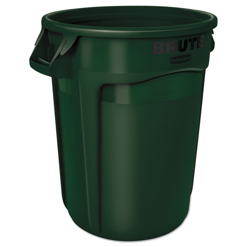 32 Gallon Round Brute Container - Heavy-Duty Plastic Storage - Dark Green