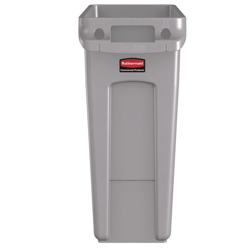 Slim Jim Vented Waste Container - 15.9 Gallon - Gray - 1 Each