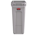 Slim Jim Vented Waste Container - 15.9 Gallon - Gray - 1 Each