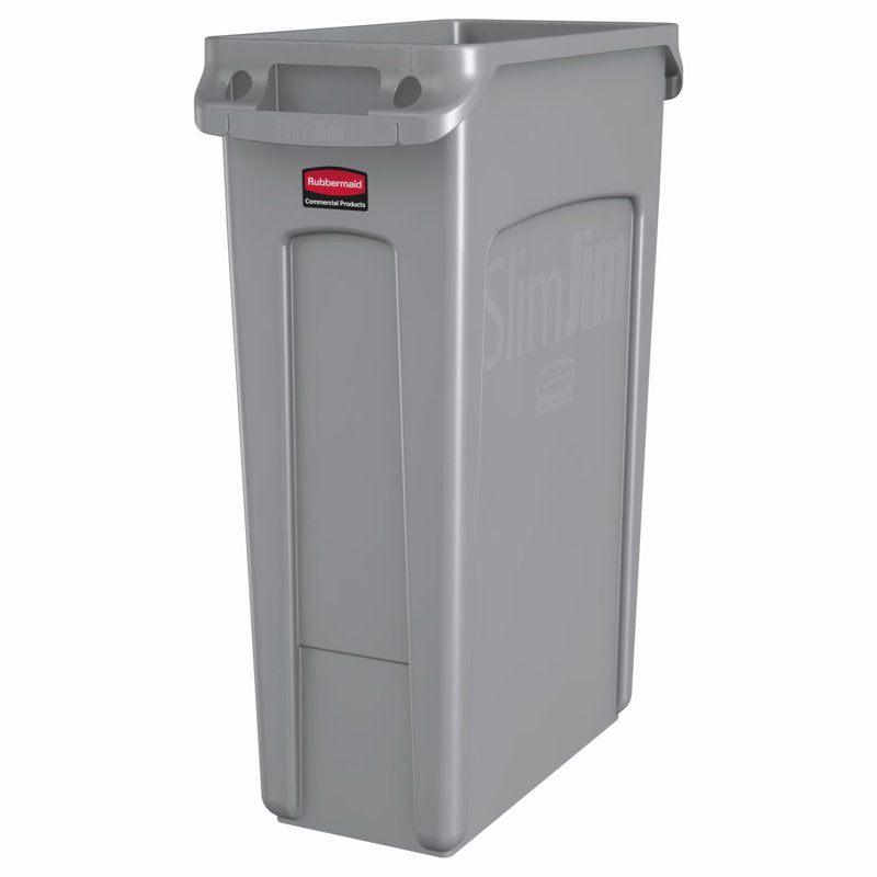 23 Gallon Vented Slim Jim Trash Can - Gray