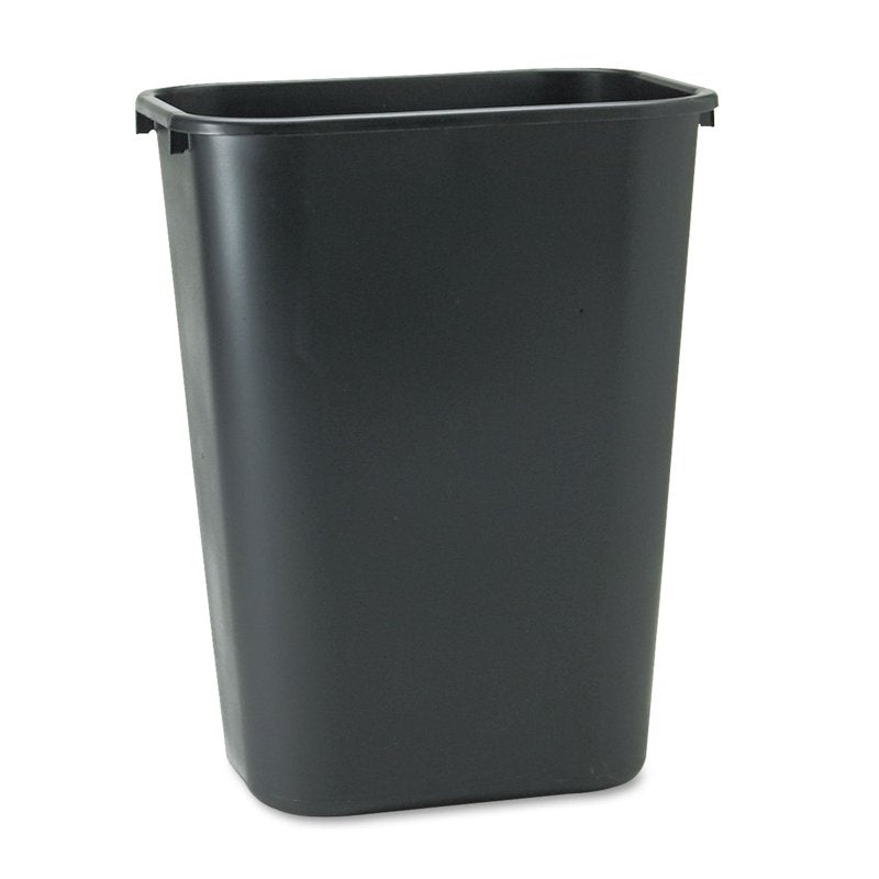 Deskside Plastic Wastebasket - 10.25 Gallon, Black