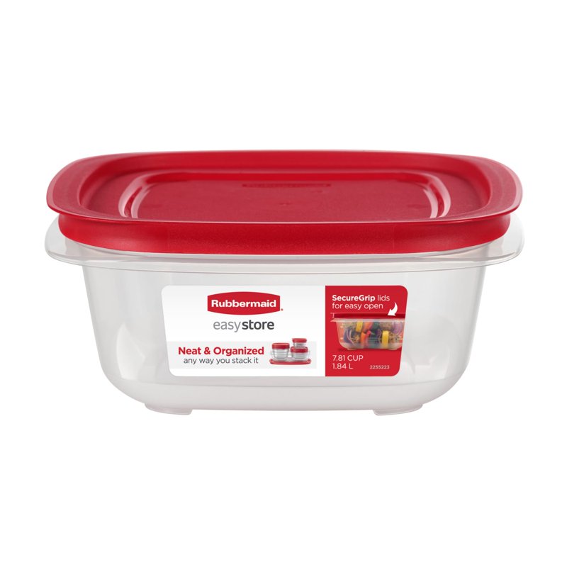 7.81-Cup Square Food Storage Container with Lid - Durable & Stackable