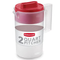 2 Quart Clear Plastic Pitcher with Three-Position Lid - Red
