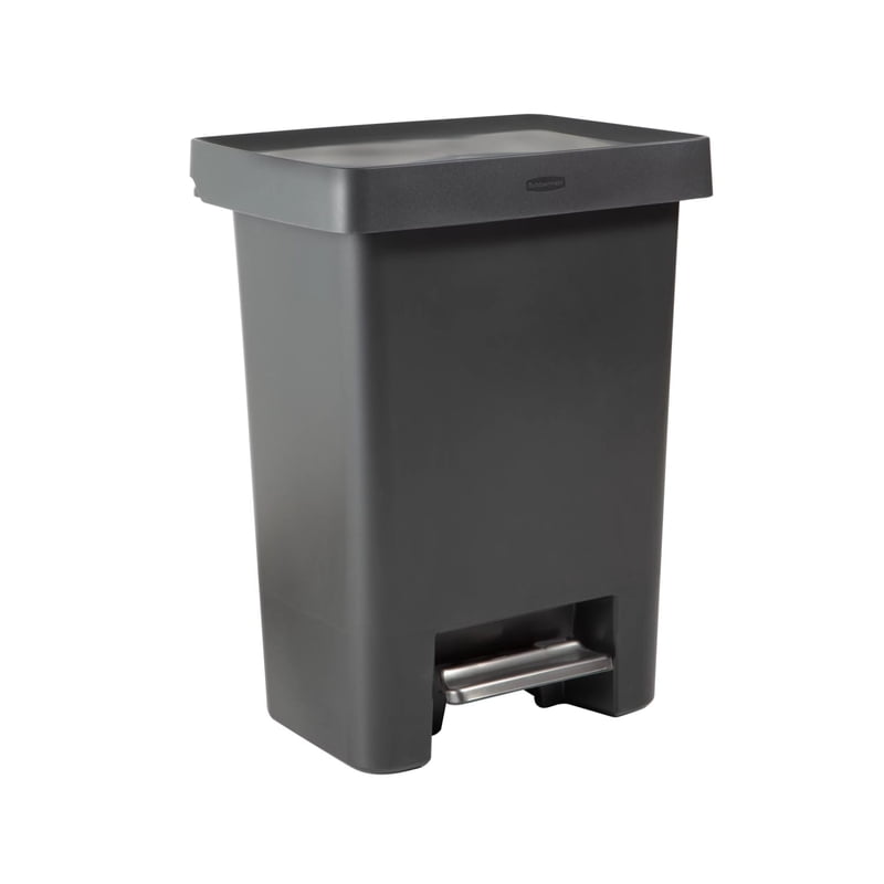 19 Gallon Dual Compartment Step Trash Can - Charcoal Plastic Rim