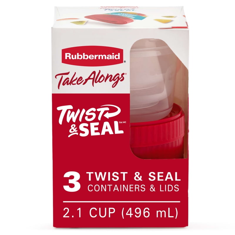 2.1 Cup Twist & Seal Food Storage Containers, Ruby, 3-Pack