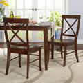 Rubberwood Cross Back Dining Side Chairs - Brown (Set of 2)