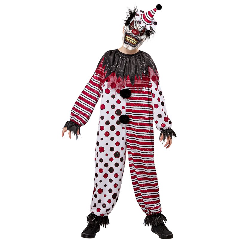Kids Creepy Clown Costume with Mask & Hat - Large, Rubies