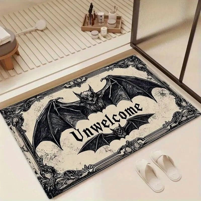 Gothic Halloween Doormat - Scraper Style Entry Door Mat for Porch & Kitchen