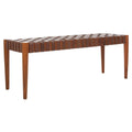 Contemporary Glam Leather Weave Bench - Multiple Colors