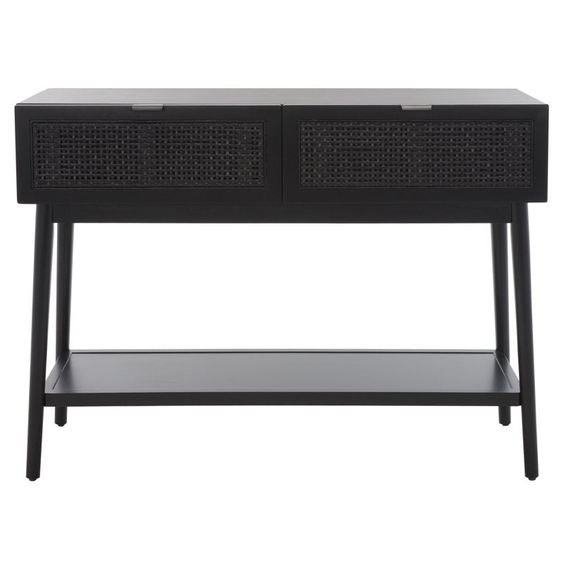Mid-Century Modern Black Wood Console Table with Drawer - Multiple Sizes