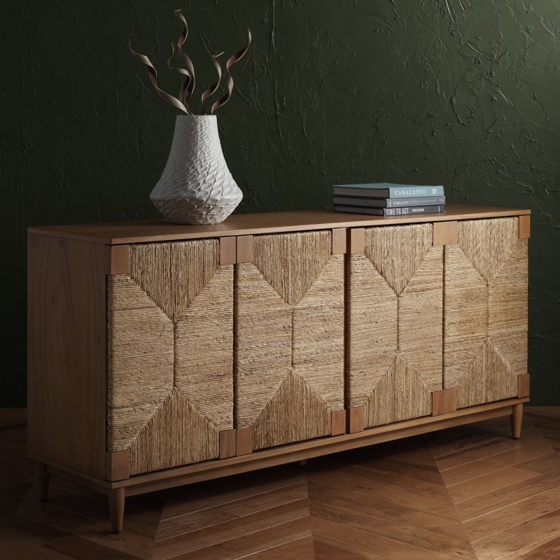 Roseanne Sideboard - Mahogany Wood & Off-White Finish, 2 Shelves