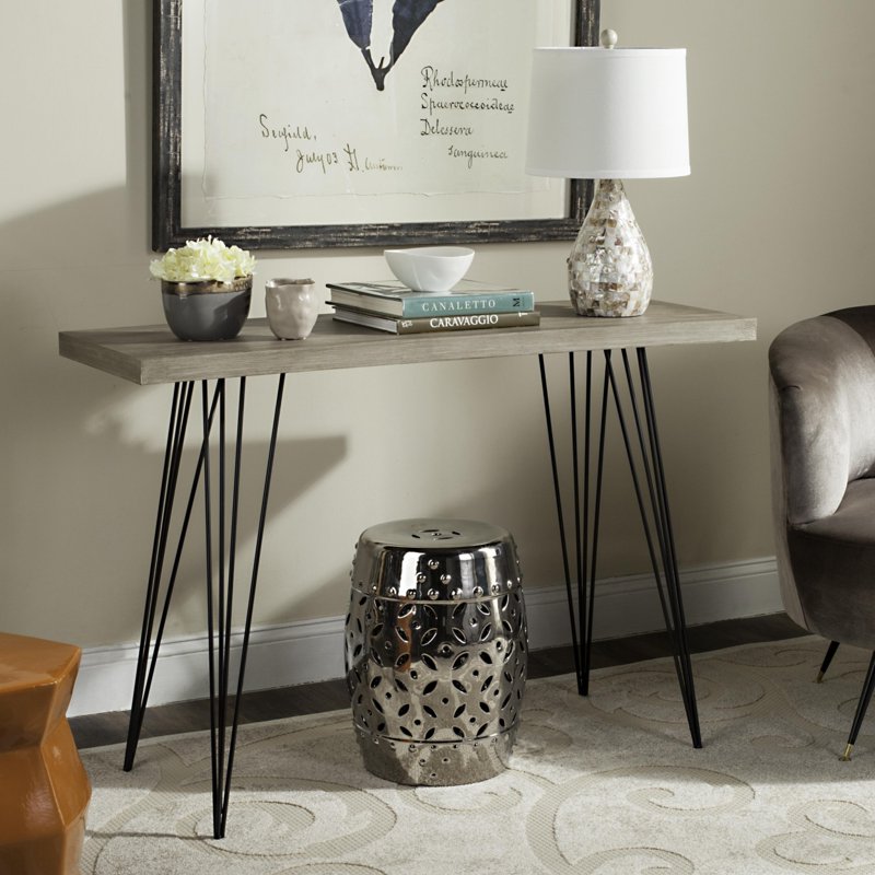 Mid-Century Wood Console Table - Light Brown