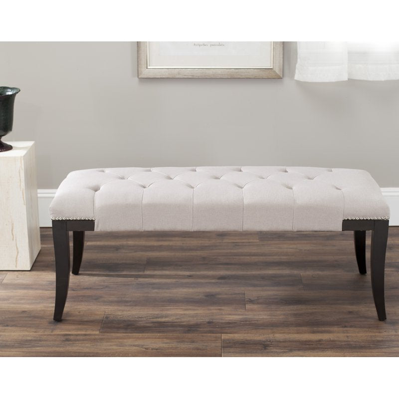 Classic Glam Upholstered Bench with Nail Heads - Taupe