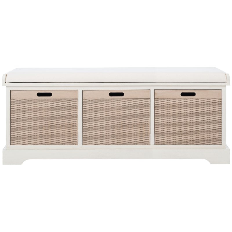 3 Drawer Storage Bench with Cushion - Contemporary Farmhouse Style