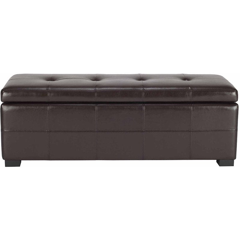 Large Tufted Storage Bench - Rustic Flip Top - Brown