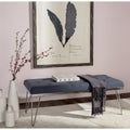 Mid-Century Tufted Bench - Navy/Chrome