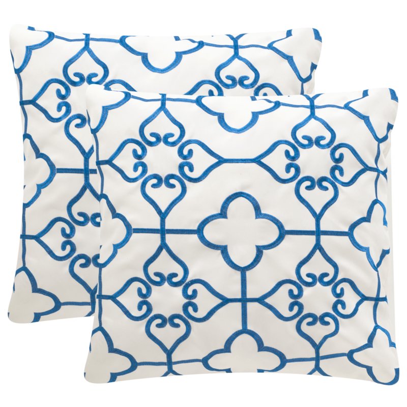 Outdoor Indoor/Outdoor Pillow Set - Royal Blue & Cream, 20x20, Set of 2