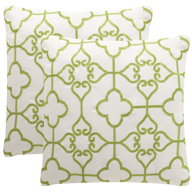 Outdoor Indoor/Outdoor Pillow Set - Sweet Green & Cream, 20x20 Inches, Safavieh