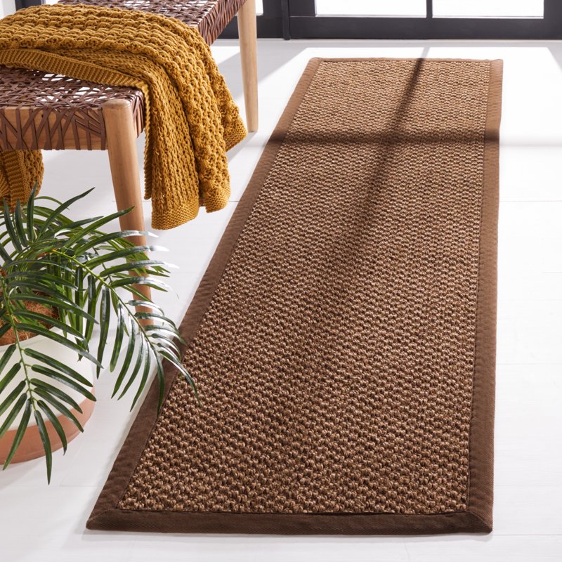 Safavieh Natural Fiber Charlene Bordered Runner Rug - 2' x 8', Chocolate