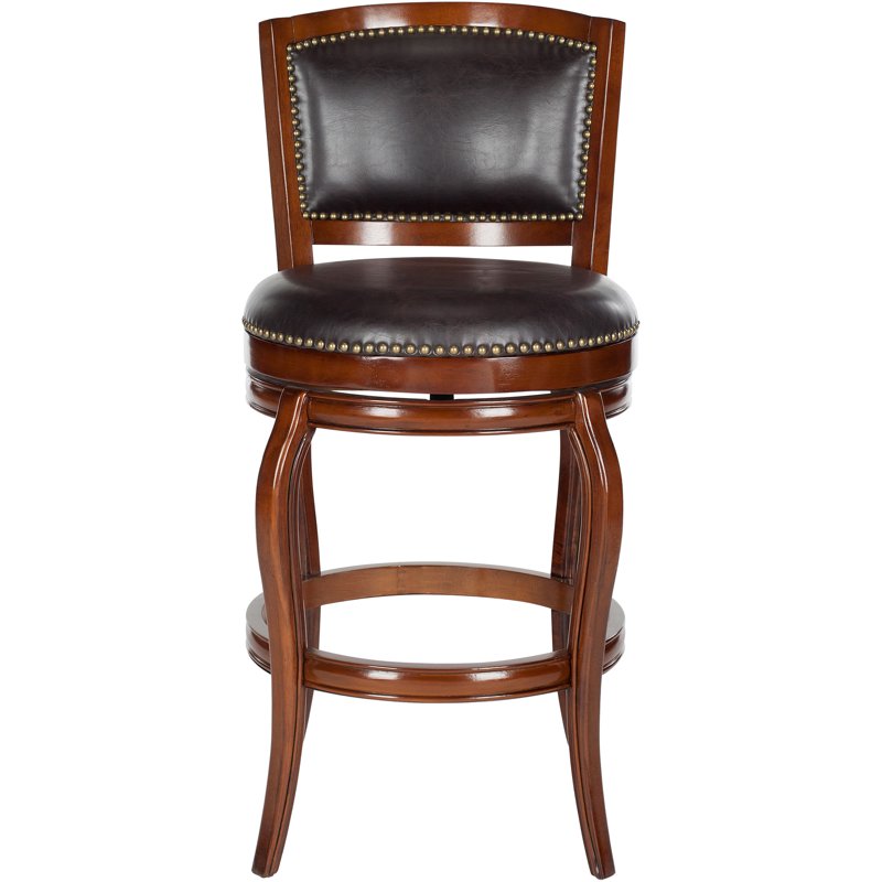 Industrial Swivel Bar Stool with Footrest - Brown