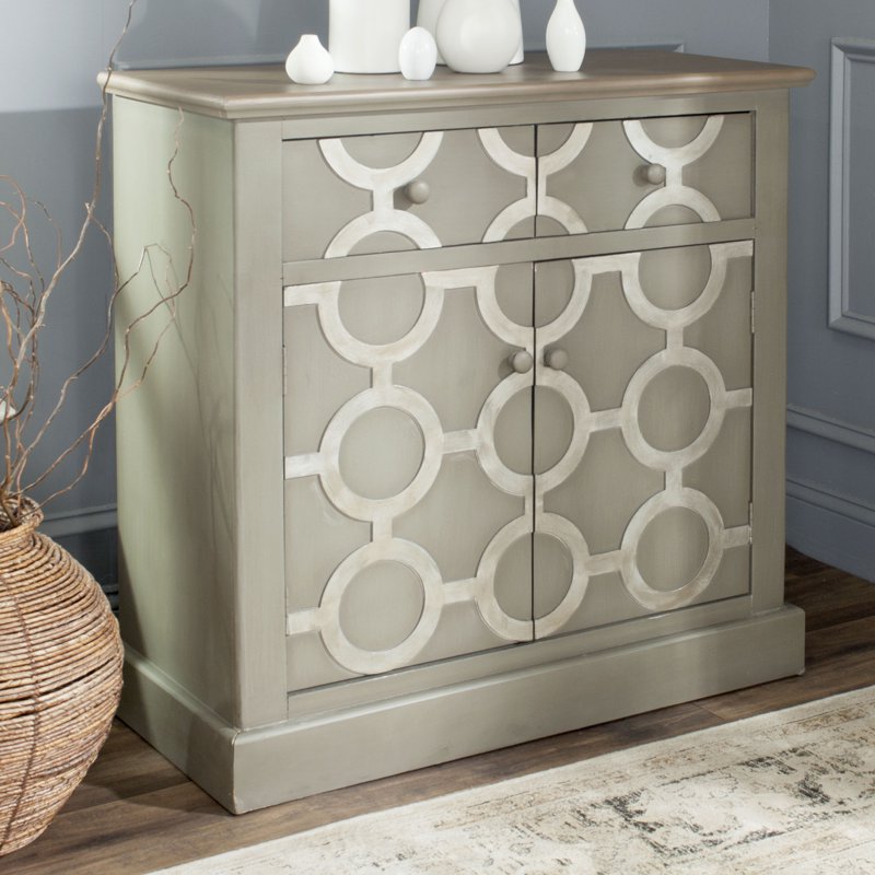 Geometric Storage Chest with Drawer - Grey