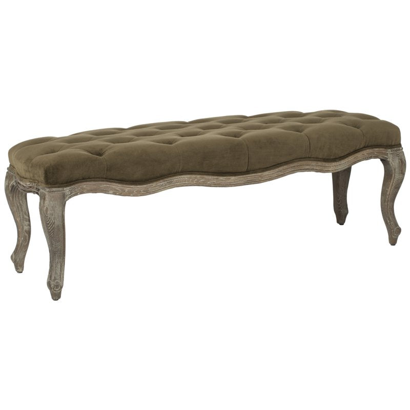 Traditional Glam Tufted Bench - Spruce Upholstered